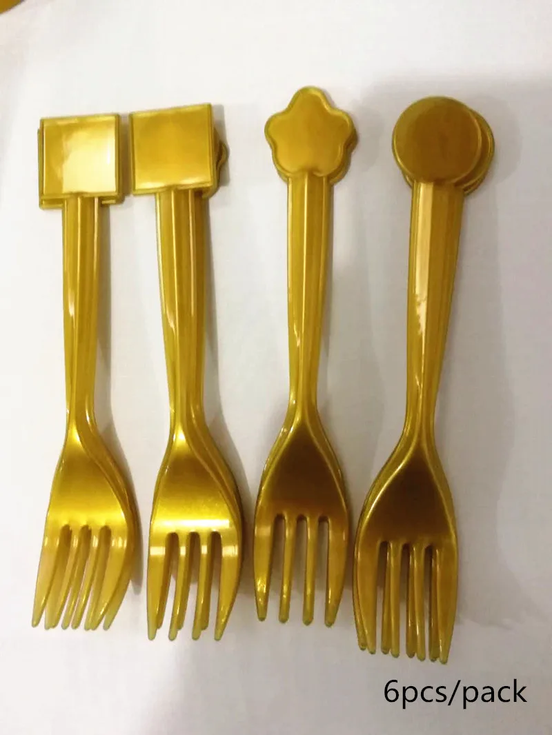 fork Золотой Единорог серии нож, вилка, бумажная чашка, бумажная тарелка и другие вечерние принадлежности для детей день рождения одноразовые принадлежности - Цвет: fork