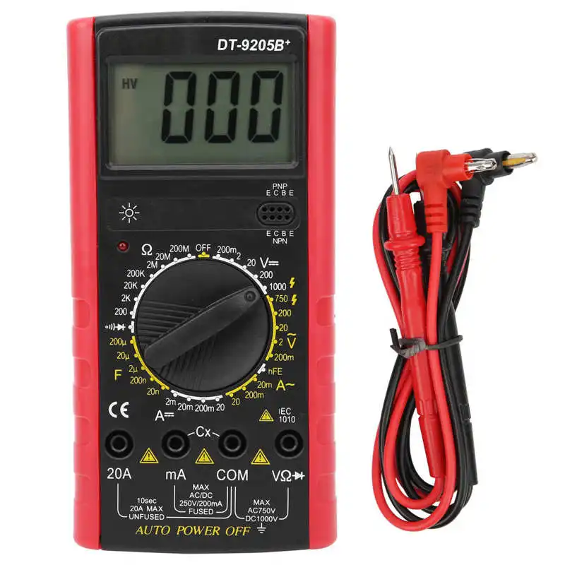 

DT9205B+ Anti - Burning Digital Multimeter Voltage Current Tester Meter Electrician Tool
