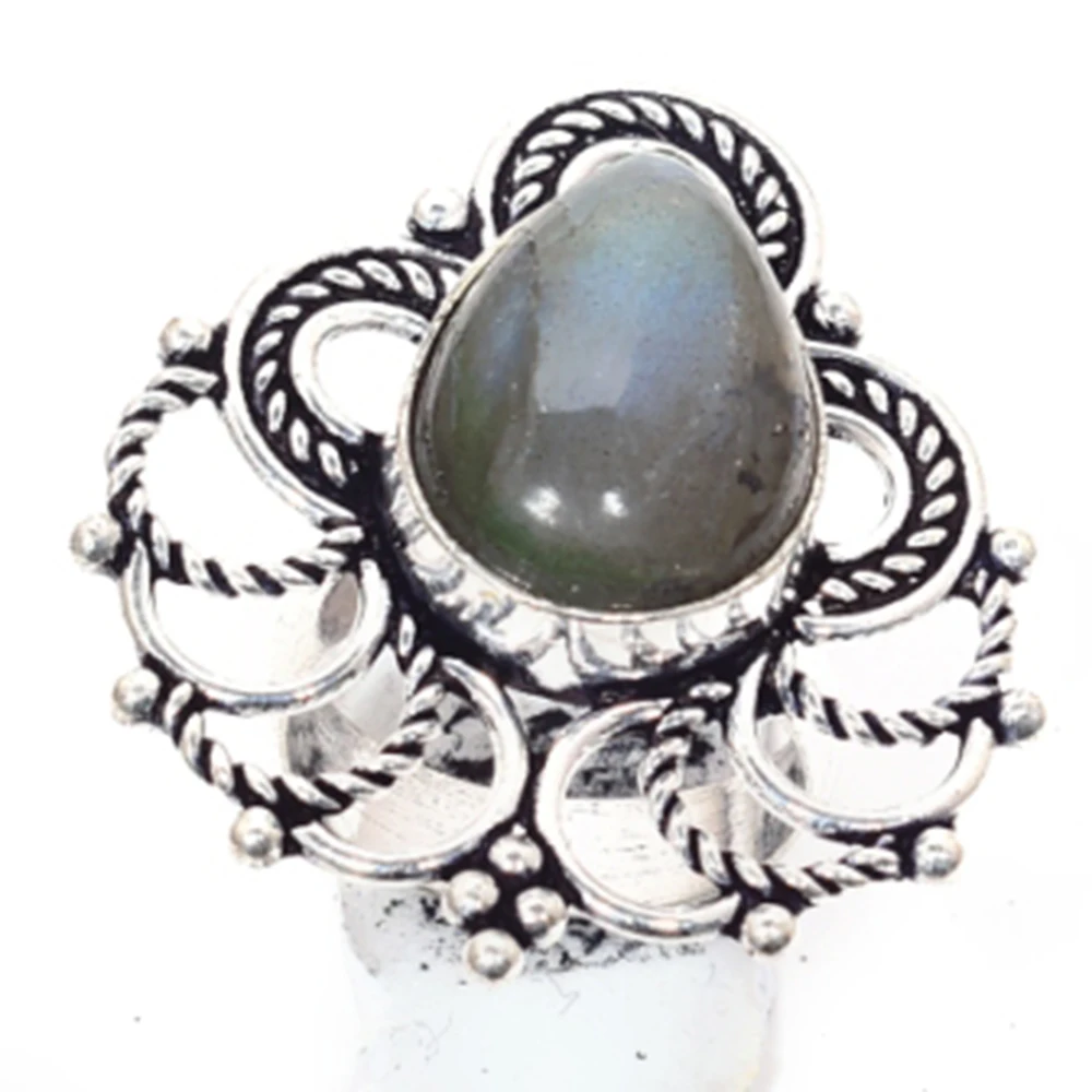 Искусственное кольцо, серебристое покрытие по меди, подарок ручной работы для женщин, размер: 6,5, R6461