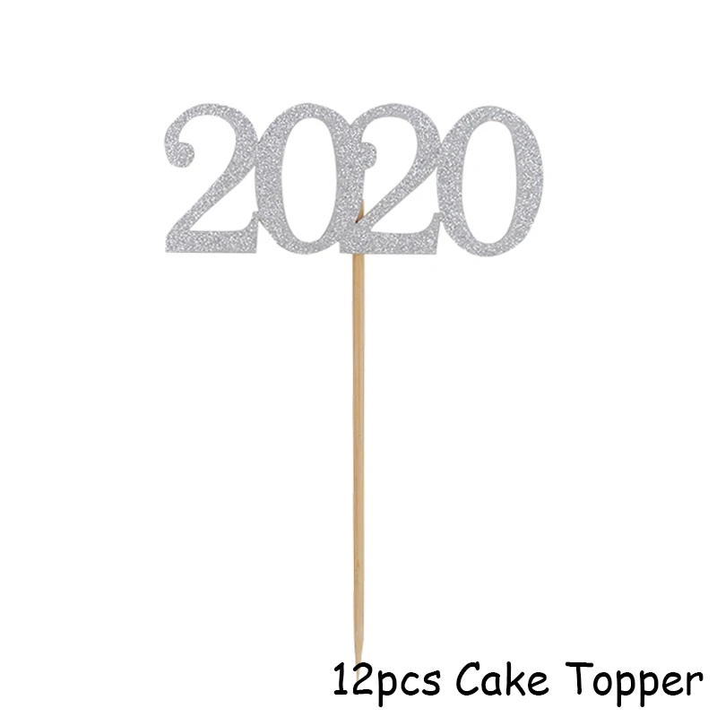 12pcs Cake Toppers Рождественские украшения для дома счастливый год вечерние украшения черный баннер для фотокабинки рамка реквизит Navidad Nordica - Цвет: 12pcs Cake Toppers
