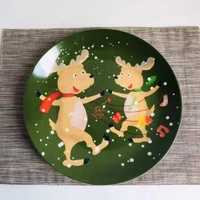christmas elk decorative porcelain plate set cute deer children snack pasta home tableware set