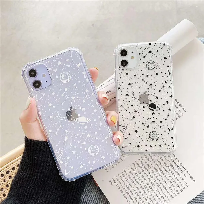 Чехол-накладка для iPhone 11 Pro Max X XR XS 7 8 Plus SE 2020 из ТПУ с рисунком звездного неба -
