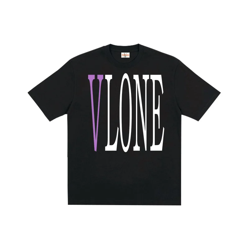 

TRENDY VLONE Short-sleeved 2021 New Summer Purple Big V Loose Brand Couple Ins Tide T-shirt Men Tee