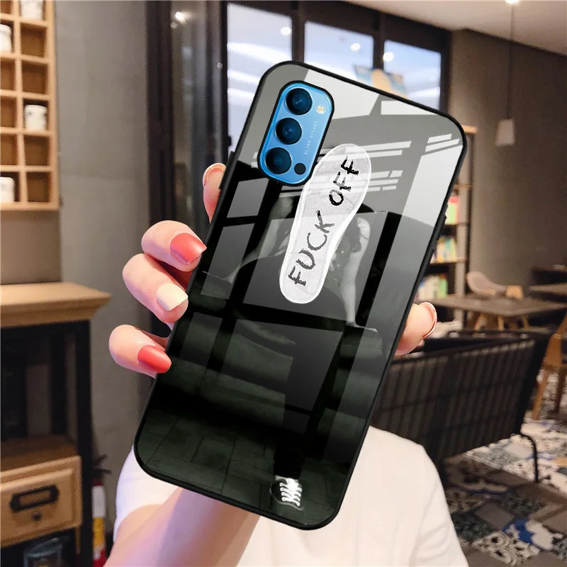 

For OPPO Reno 4 Lite Case Tempered Glass Hard Phone Cover For OPPO Reno Ace 4 Pro SE 2 Z 2Z 5G Capa Soft Silicone Frame Coque