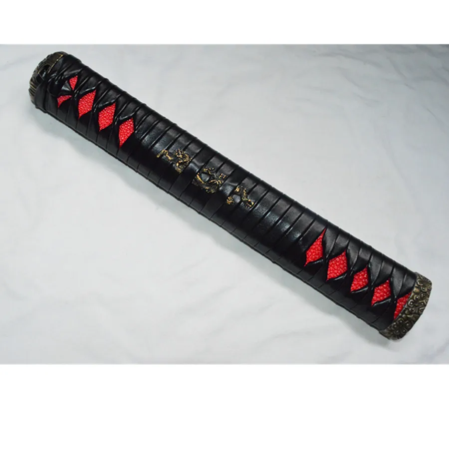 Высококачественная ручка Tsuka Fitting Black натуральная кожа Ito Red натуральный Rayskin сплав