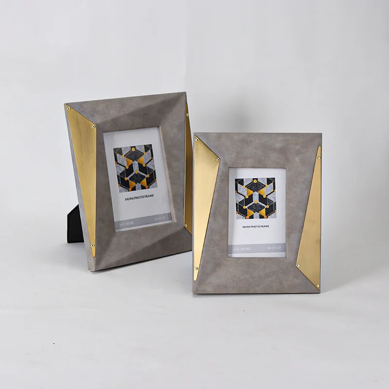 

Креативная металлическая фоторамка, орнамент геометрической формы, современная кожаная фоторамка, свадебные украшения для всей семьи, под...