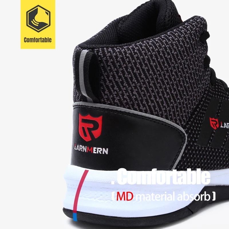 

LARNMERN Mens Steel Toe Safety Work Shoes For Men Breathable Lightweight Anti-smashing Non-slip Reflective Protective Boots