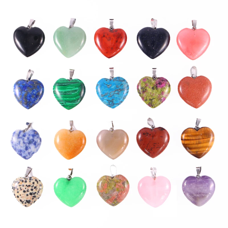 12 шт. подвески в виде сердца из натурального кварца и розового кристалла |