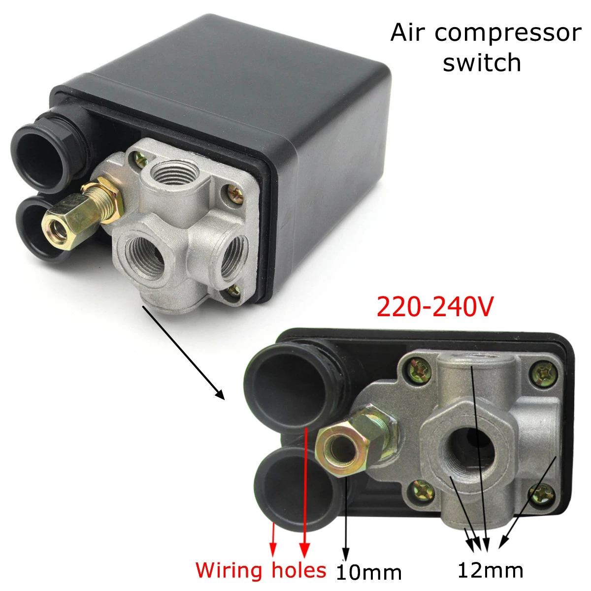 1/4'' BSP 4 Port 12 Bar Single-phase Air Compressor Pressure 0-175 PSI Switch Control Valve Safety Sensor Gauge | Обустройство