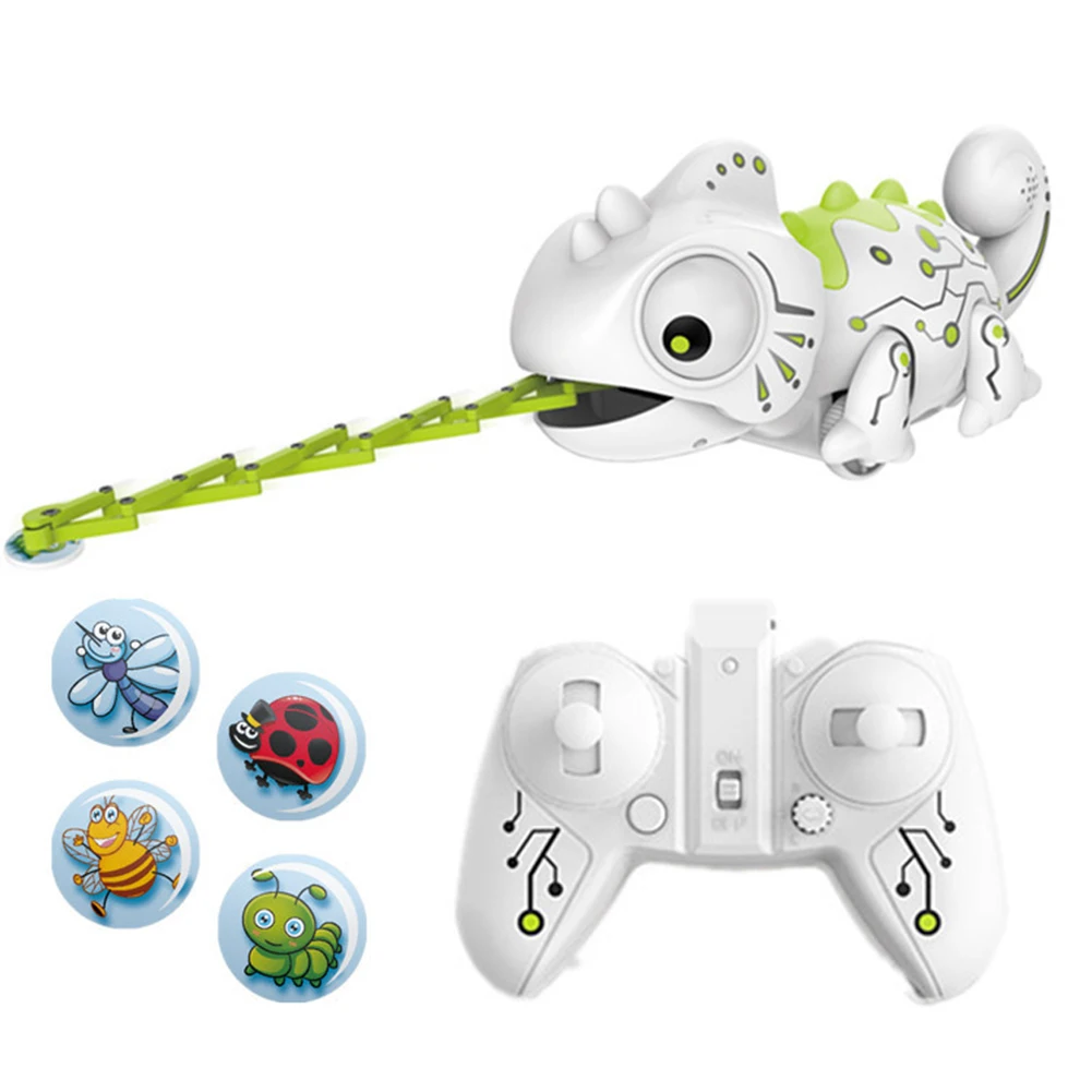 

2.4GHz Electronic Remote Control Chameleon Robot with Retractable Light Music Tongue Color Changing Tail Toy Birthday Gift