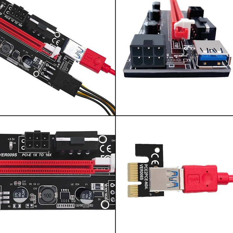 VER009S 0,6 M USB 3,0 кабель Профессиональный PCI-E Express PCI-E 1X до 16X 6PIN адаптер для карт+ SATA шнур питания для GPU Mining power ed