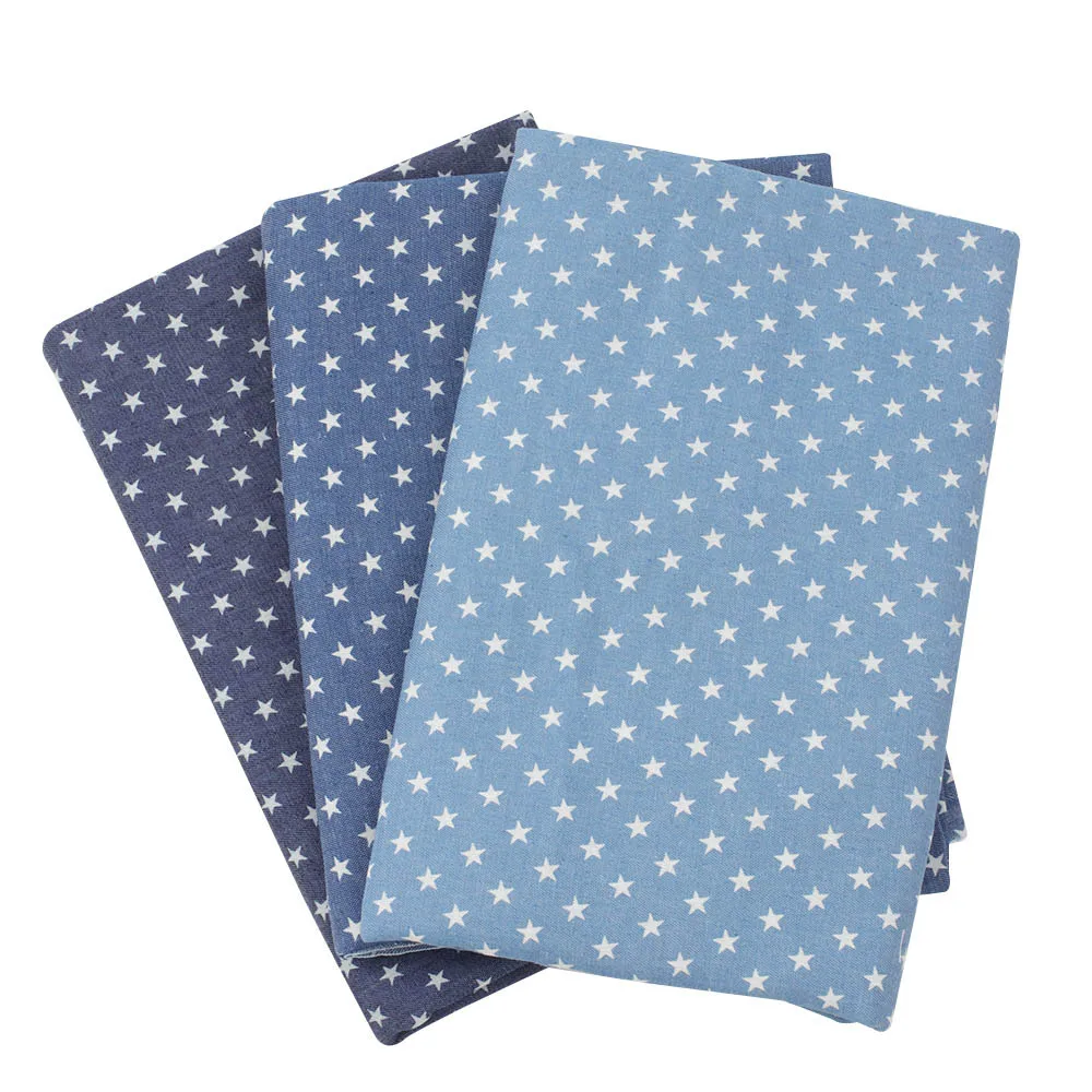 

Denim Fabric By The Yard Jeans Fabric Printed Pentagram Pattern For Mask Making Sewing Clothes Dress Handbag Jacket Material