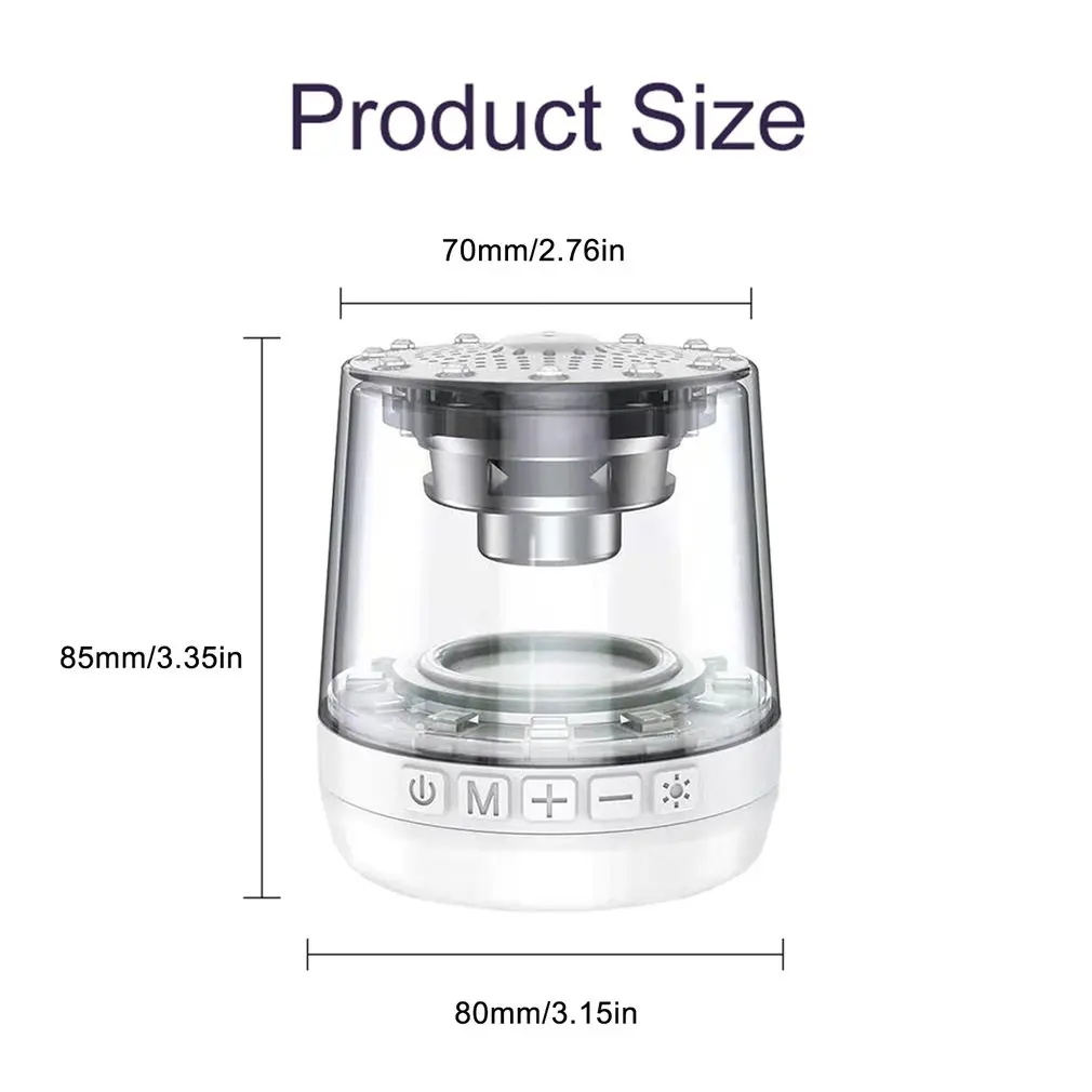

Outdoor Mini Waterproof Transparent Wireless Speaker Led Lamp With Lanyard 2000mah TF Card Playing Hands-Free Calls