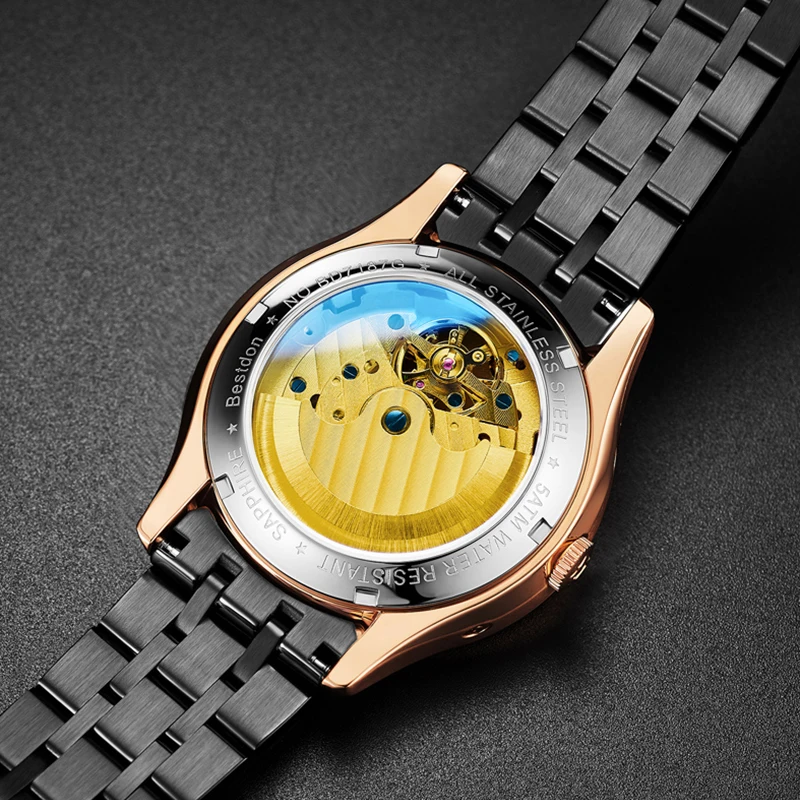 

Bestdon 44mm Men's Watch Automatic Mechanical Sapphire Luxury Brand Watch Man Clocks With Calendar Week Month Luminous Function