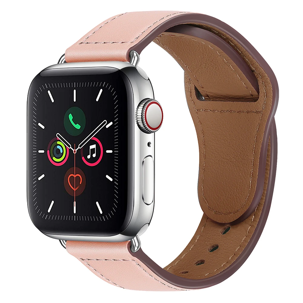 Модные кожаные браслеты для Apple Watch series 5 4 3 2 1 контактный браслет 38 40 мм 42 44 Ремешки