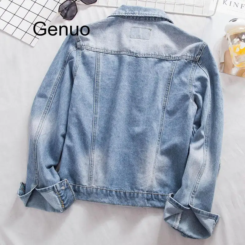Женская джинсовая куртка винтажная куртка-бойфренд оверсайз с вышивкой модель
