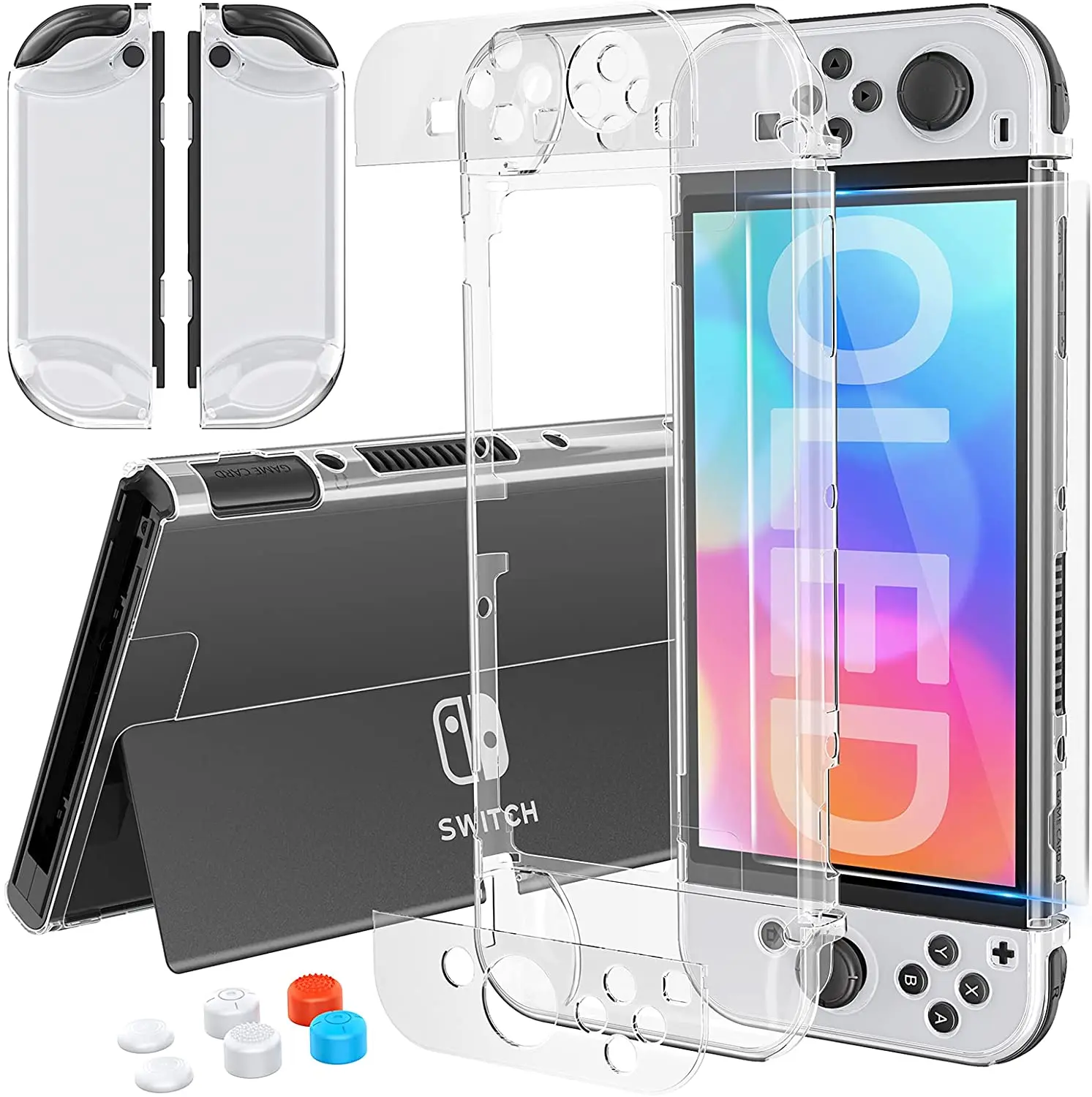 

HEYSTOP Case Compatible with Nintendo Switch OLED Model Dockable, PC Switch OLED Cover Case with Glass Screen Protector
