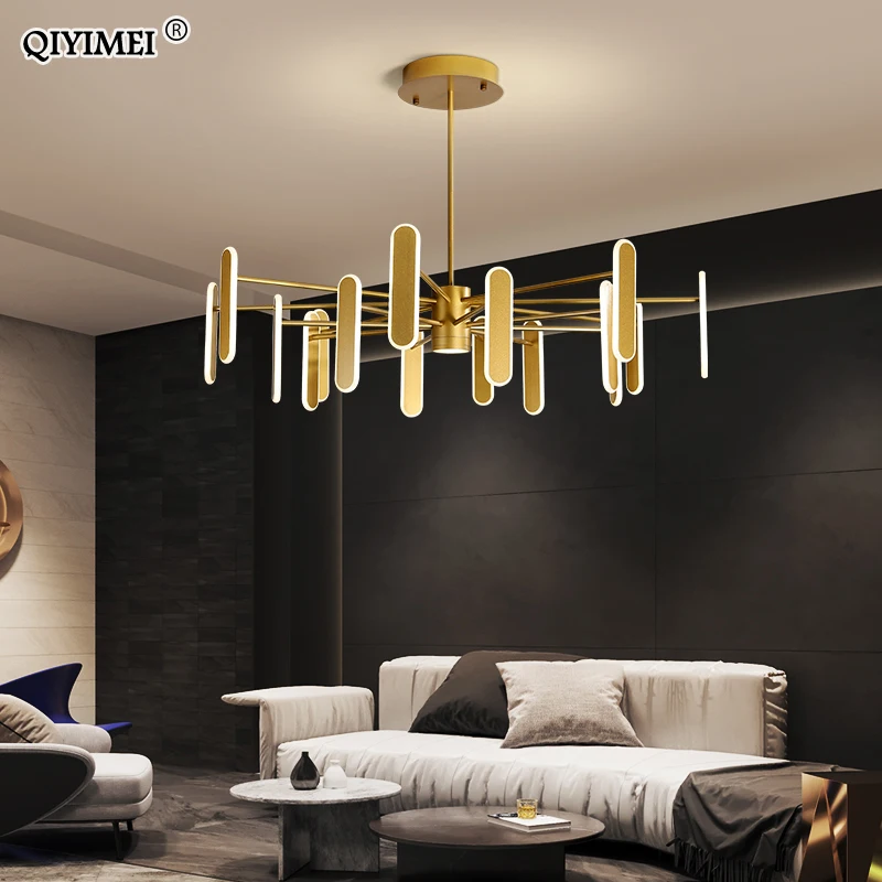 Белые золотые Современные светодиодные люстры для гостиной столовой с