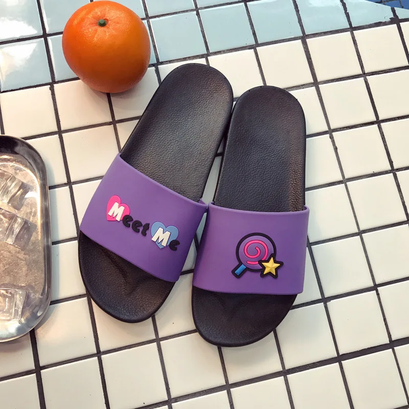 Новинка 2020 года Домашние тапочки из ПВХ с рисунком для пар Милые женские летние