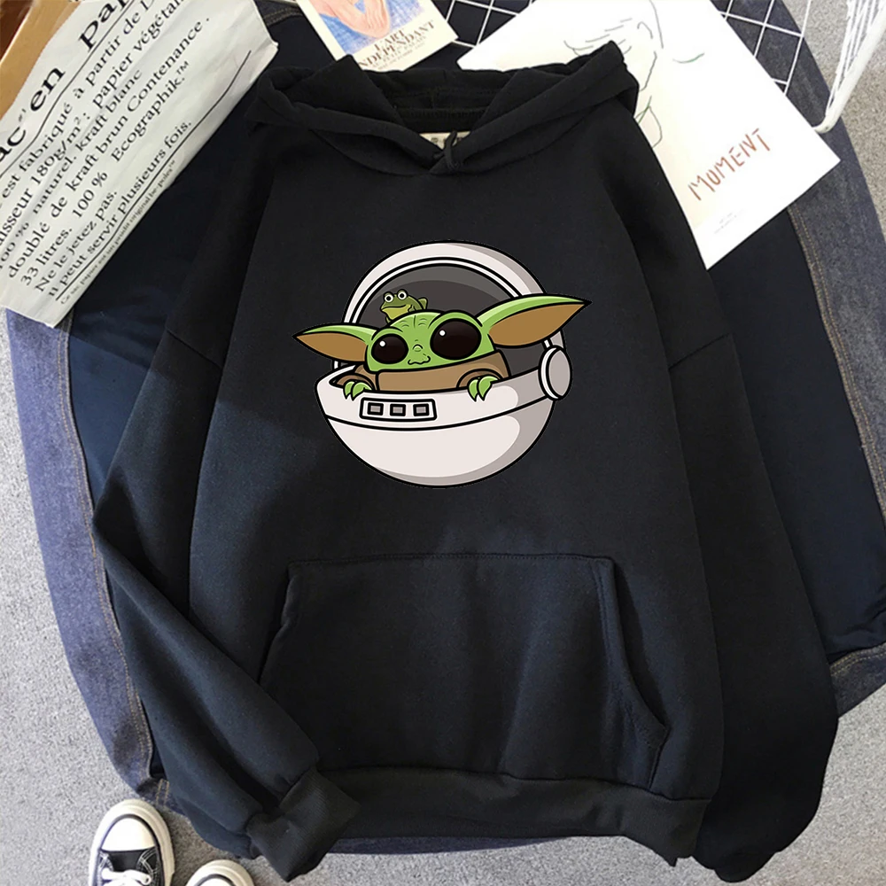 

Осенняя модель, мужские милые свитшоты с рисунком Yoda, теплая мягкая свободная толстовка с капюшоном в стиле Харадзюку, мужская одежда с капю...