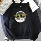 Осенняя модель, мужские милые свитшоты с рисунком Yoda, теплая мягкая свободная толстовка с капюшоном в стиле Харадзюку, мужская одежда с капюшоном из диснеевских Звездных Войн