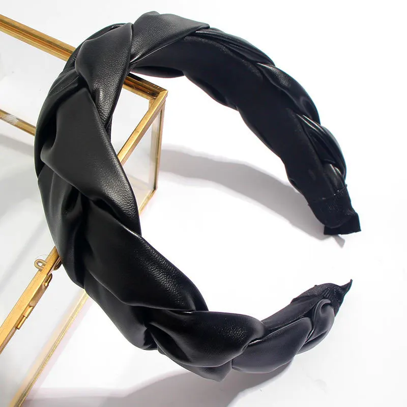 Женские плетеные ободки Fioday из искусственной кожи широкий ободок для волос