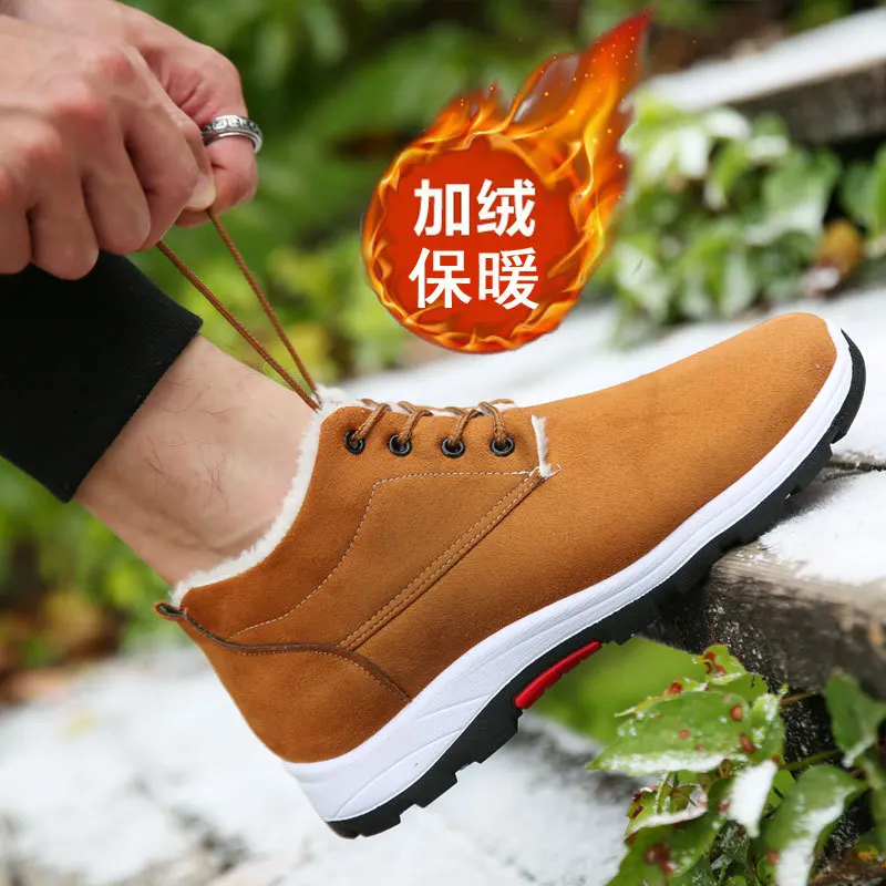 

Winter New Style Athletic Shoes Men plus Velvet Warm Large Size Cotton-padded Shoes Thick Bottomed Anti-slip Sneakers Outdoor Sn