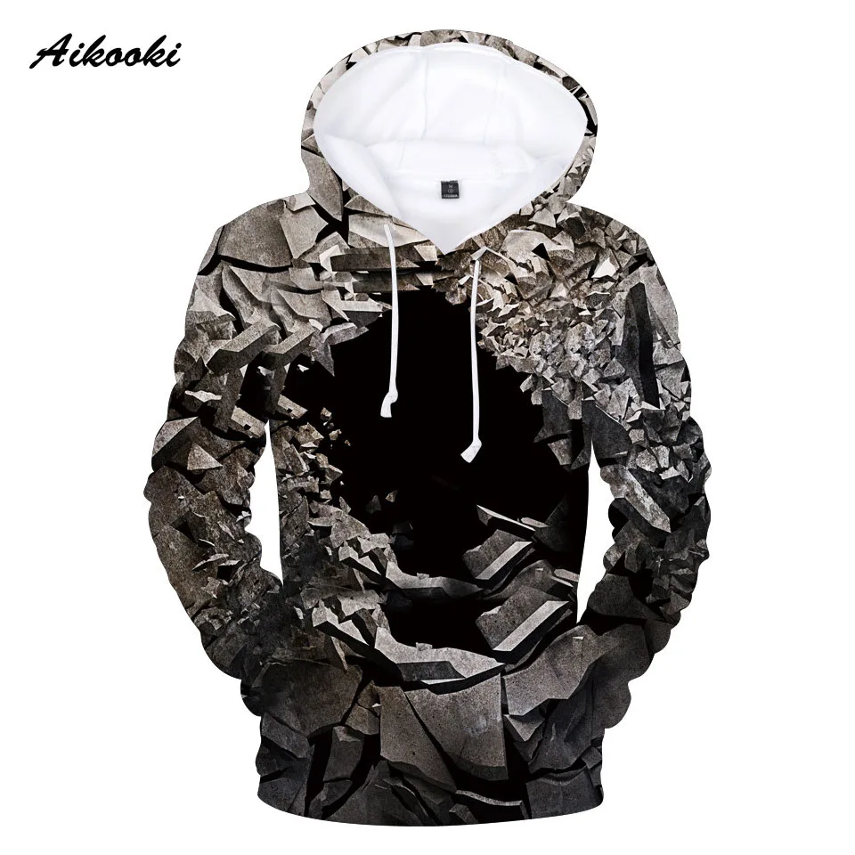 

Толстовка с капюшоном для мужчин и женщин, свитшот с 3D принтом, Волшебная уличная одежда в стиле хип-хоп, с черными дырками, на осень