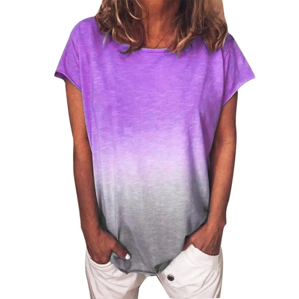 

Plus Size Women Casual Tie Dye T-Shirt Summer Round Neck Short Sleeve Tee Top
