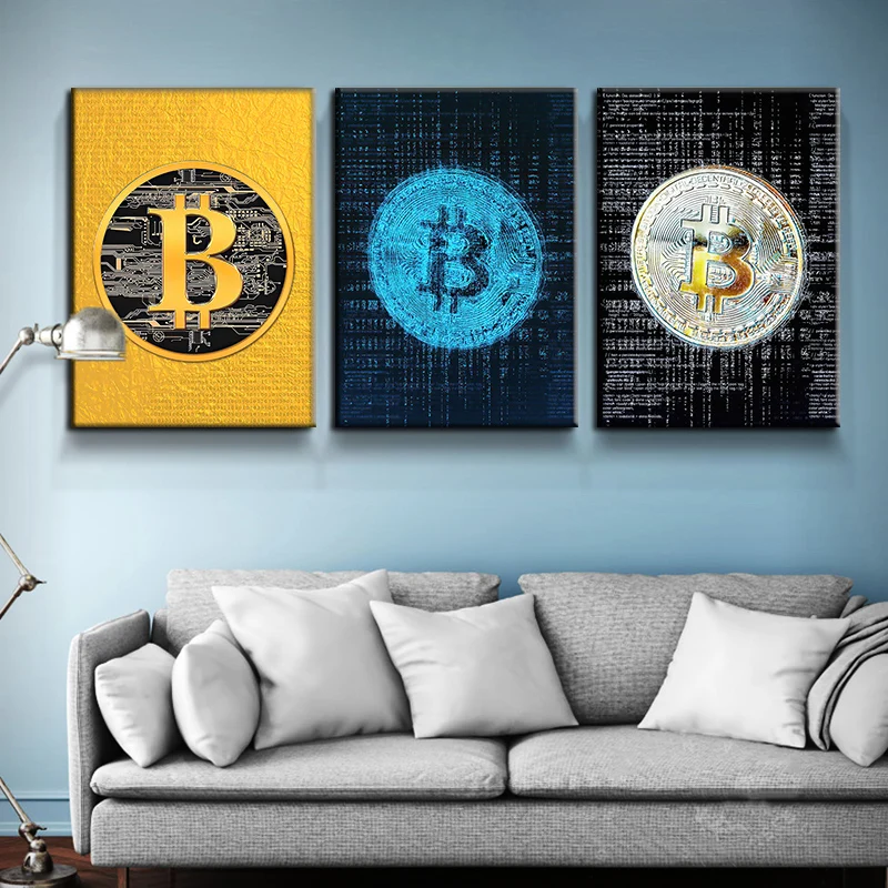 

Financial Collection Value BITCOIN Painting Print Picture Canvas Oil Painting Poster Modern Money Art for Office Wall Home Decor