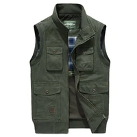 tactical vest jacket men pure cotton multi pocket classic waistcoat male sleeveless solid coat work vest photographer jackets