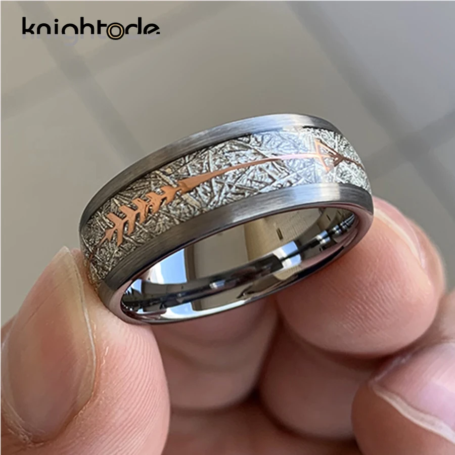 8 мм обручальные кольца из карбида вольфрама белый метеорит розовое золото