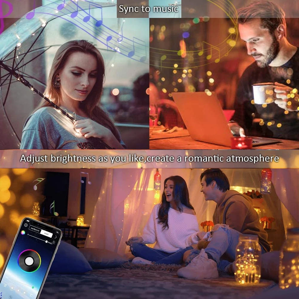 

USB LED String Light Bluetooth App Control String Lights Lamp Waterproof Outdoor Fairy Lights For Festival Party Decoration