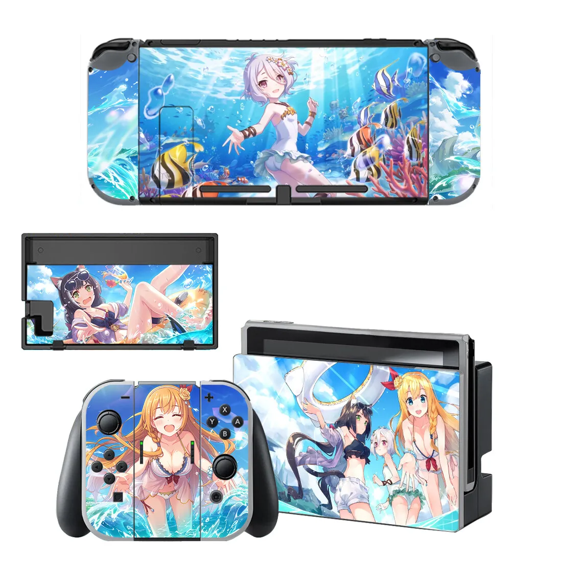 Anime Cute Girl Screen Protector Sticker Skin for Nintendo Switch NS Console Dock Charger Stand Holder Joy-con Controller Vinyl
