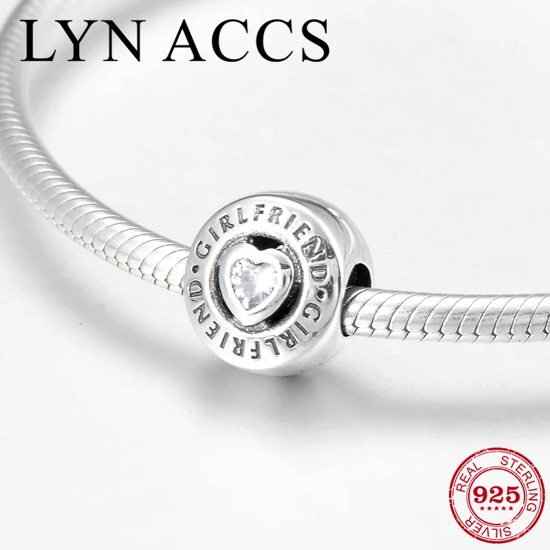 Round heart 925 Sterling Silver Letter dazzling Like Caystal CZ fine Beads Fit Original LYNACCS Charms Bracelet Jewelry making | Украшения