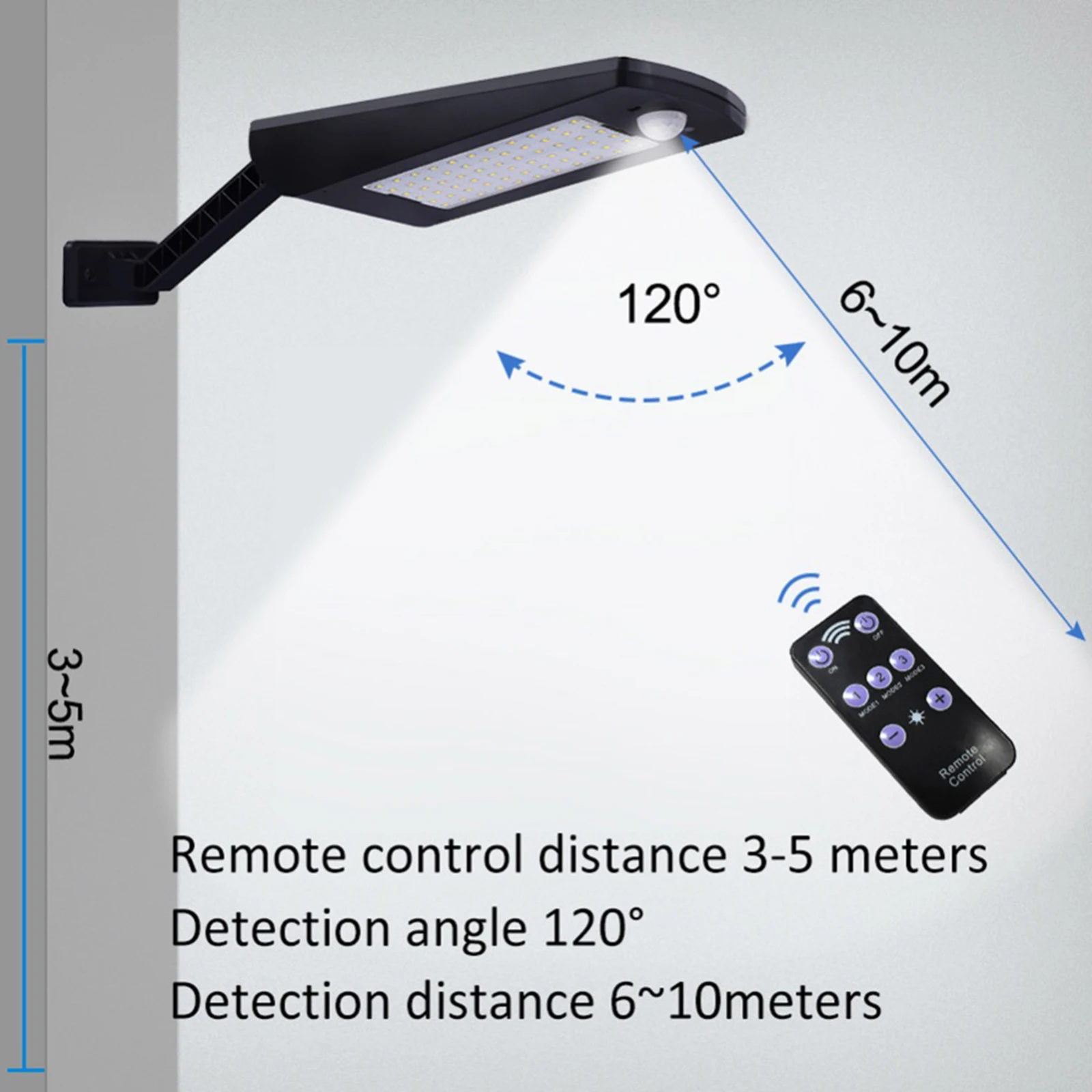 

Solar LED Street Light Waterproof PIR Motion Sensor Smart Remote Control Lamp Outdoor Garden Security Wall Light