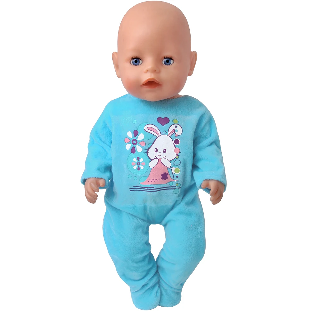 

2021 New Fit 18 inch 43cm Doll Clothes Accessories Born New baby Bunny Pajamas Suit For Baby Festival Gift