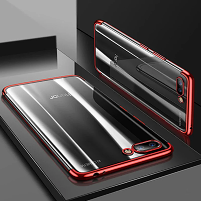 Red Чехол с металлическим эффектом для Honor 10 светильник 9 Lite Honor 8 Pro 7A 7C 6C Примечание 10 играть мягкий TPU чехол для Honor 8X 7X 8A вид 20 10 Lite - Цвет: Red