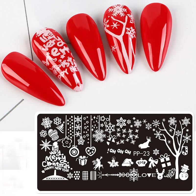 1pcs 24 Designs Rectangle Nail Art Stamping Plates 12*6cm Butterfly Flower Christmas Tree Image Stainless For Stamping#24 | Красота и