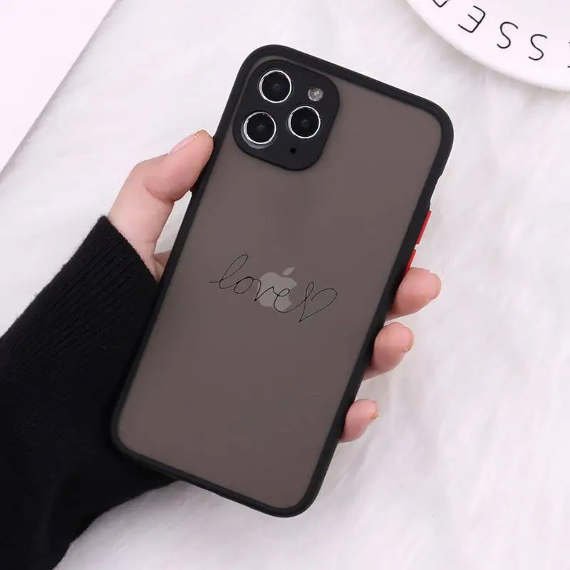 

Love Heart Letter Phone Case Matte Transparent For iPhone 12 Mini 11 Pro XR XS Max 7 8 Plus