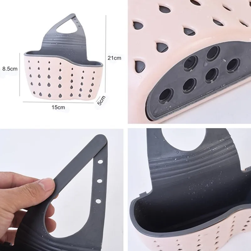 Регулируемый утолщенный держатель для мыла и губки на раковину подвесная