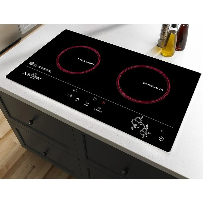 

Pre-Set Time Black Panel Crystal Half-Bridge Drive Aluminum Coil 2 Zones Built In Induction Cooktop For Kitchen Top