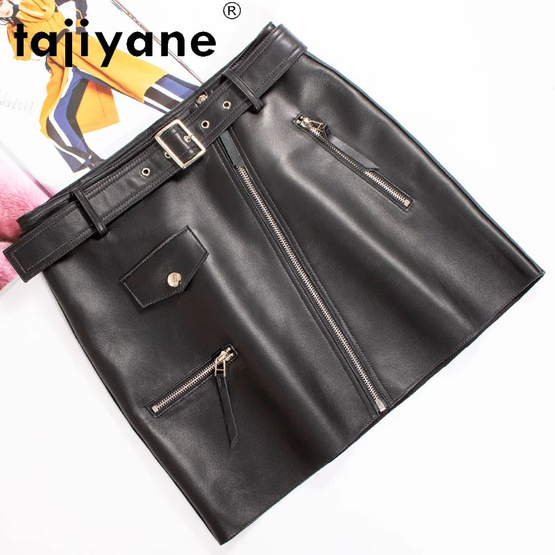 

Женская юбка-карандаш из натуральной овечьей кожи, с высокой талией