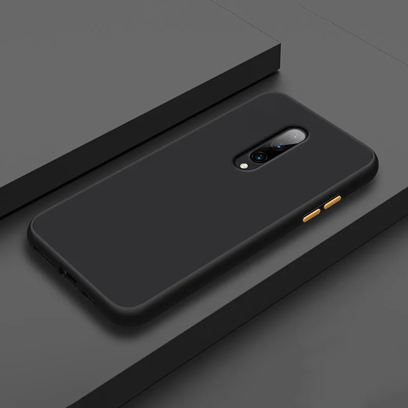 Черный Цветной чехол для OnePlus 7T Pro 7 6T 6 из поликарбоната и мягкого силикона, защитный чехол с кнопками "сделай сам" - Цвет: Черный