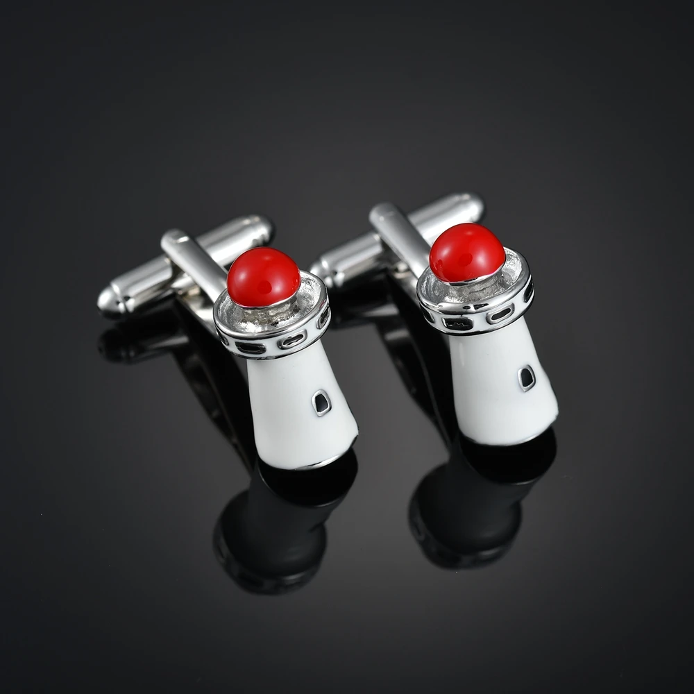 Модная красная точка запонки в виде башни французский рубашка с длинным рукавом