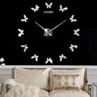 Большие настенные часы с бабочками 3D DIY, акриловые зеркальные настенные наклейки, домашние буквы, бесшумные большие кухонные часы, современный дизайн, Декор