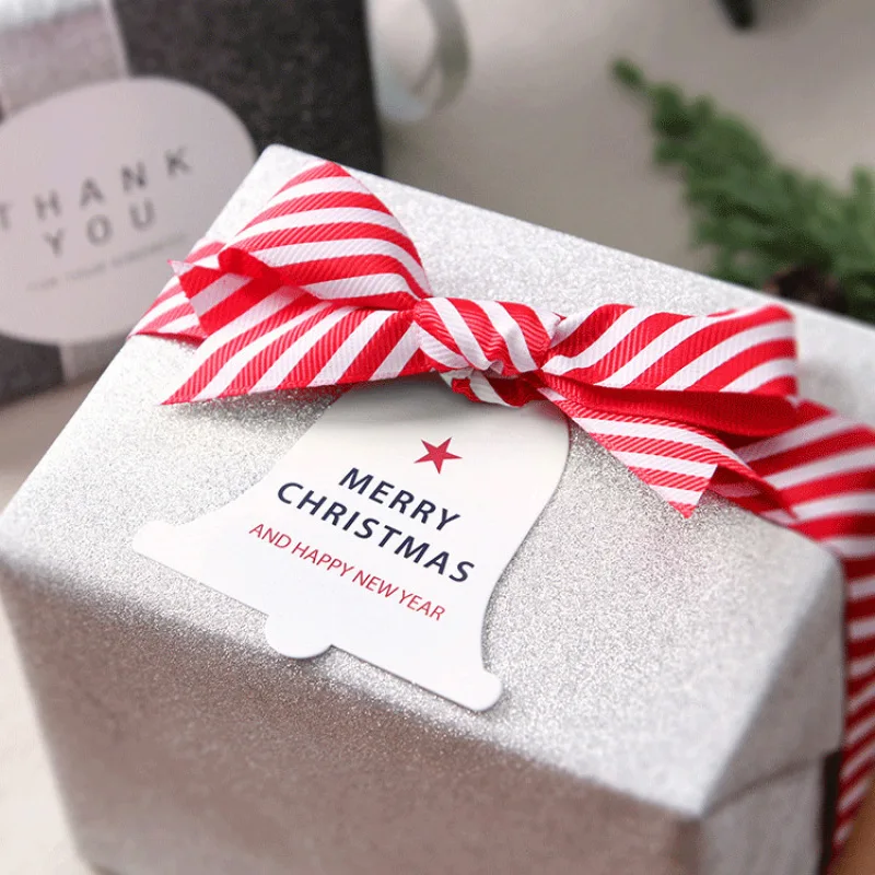 

50pcs Christmas Gift Hang Tag Tree Bell Gift Label DIY Kraft Paper for Present Wrap Party Decoration Packing