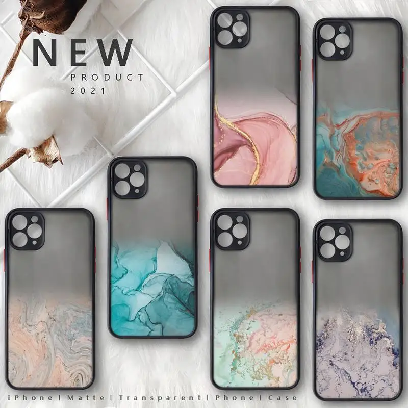 

Marble Gradient Phone Case For iphone 12 11 8 7 plus mini x xs xr pro max matte transparent cover