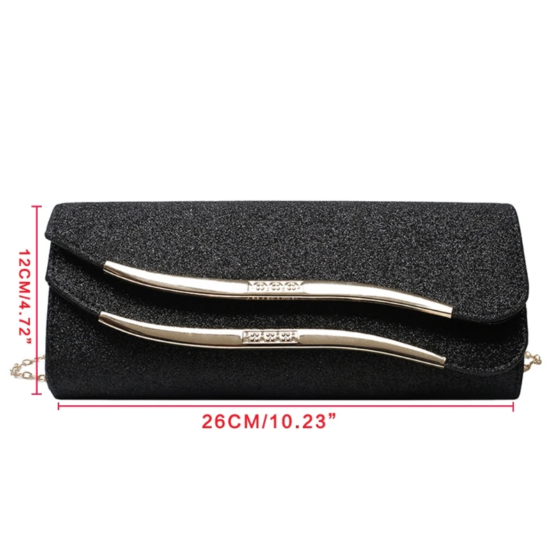 

50LD Women Glitter Sequined Envelope Clutch Evening Bag Prom Crossbody Chain Handbag