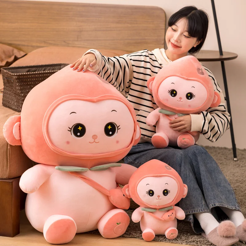 

1pc 25-60CM Cute Peach Shaped Monkey Plush Toys Soft Cartoon Pink Monkey Plush Doll for Kids Huggable Toy Pillow Nice Gifts